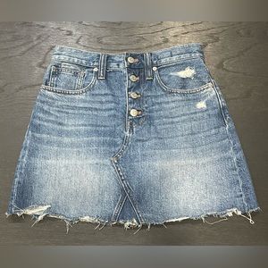 Madewell Rigid Denim A-Line Mini Skirt in Hughes Wash Button-Front Edition Sz 25